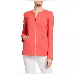 LAFAYETTE 148‎ New York Roger Finesse Crepe Zip-Front Jacket Size 10